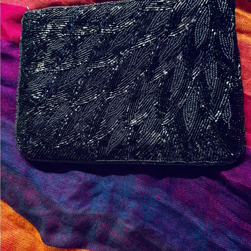 La Regale Elegant Beaded Satin Clutch